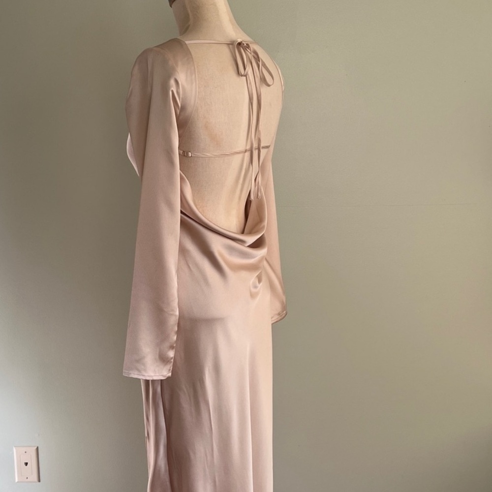 Sugarlips Open Back Champagne Color Maxi Dress